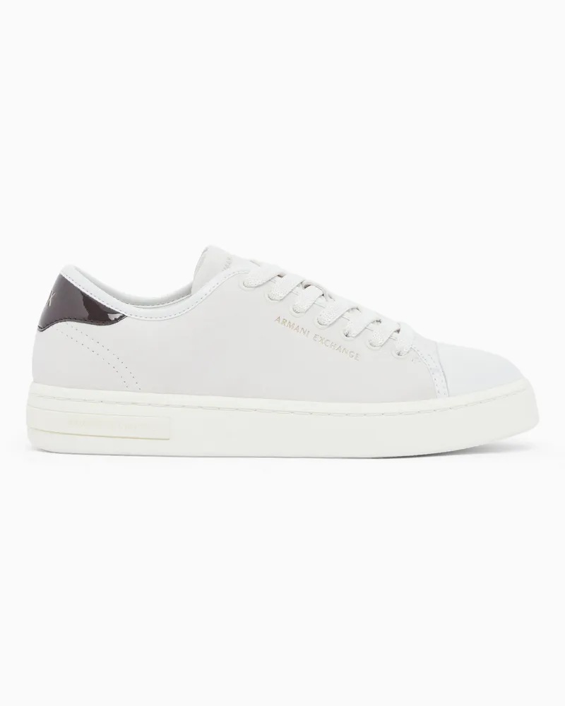 Armani Exchange Sneakers stringate in pelle e vernice con suola in gomma Bianco