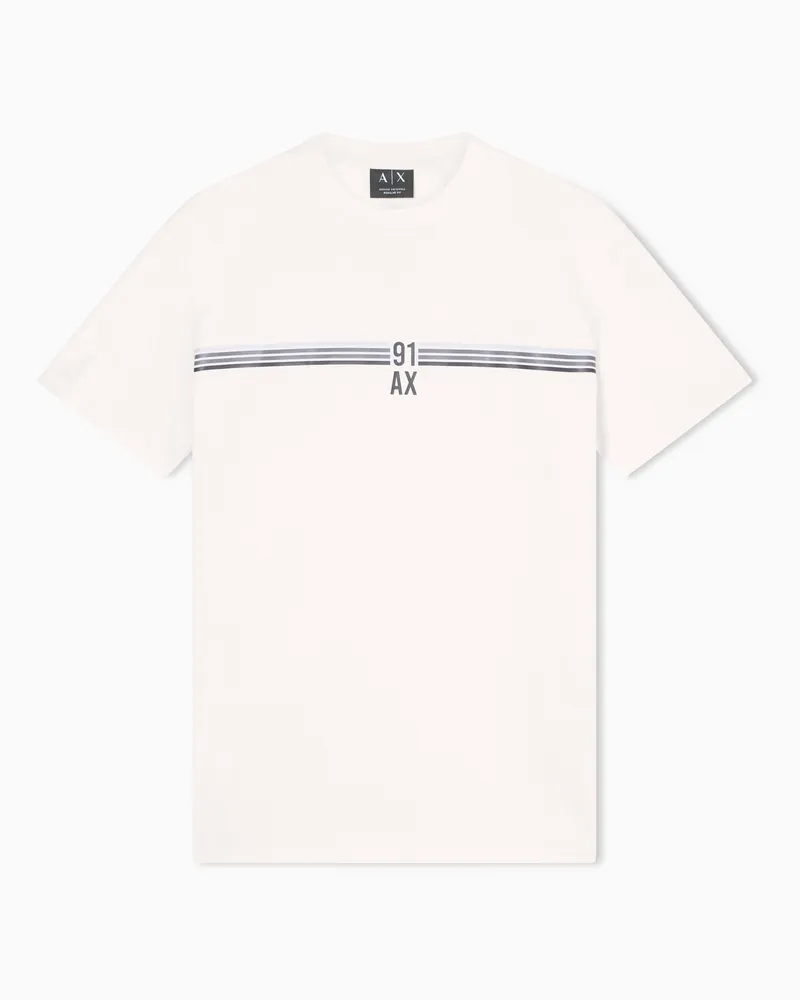 Armani Exchange T-shirt Regular Fit in Jersey di Cotone basic Bianco