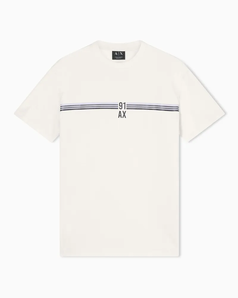 Armani Exchange T-shirt Regular Fit in Jersey di Cotone basic Bianco