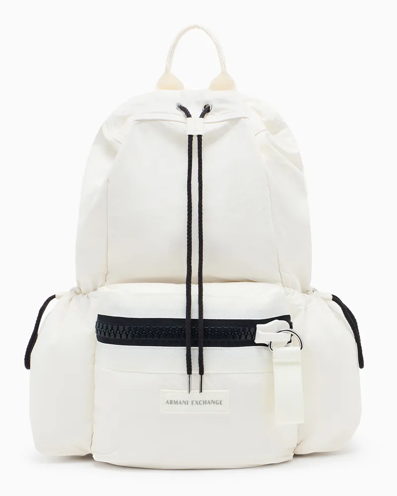 Armani Exchange Zaino in Tessuto con dettagli a contrasto Bianco