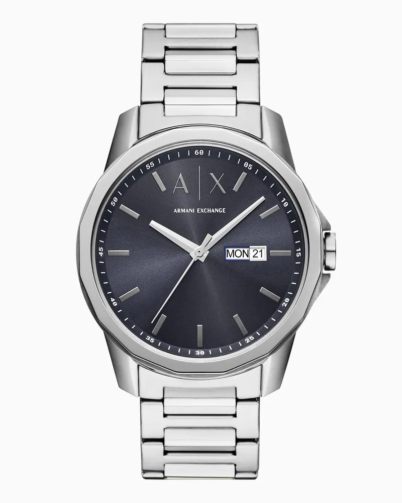 Armani Exchange Orologio in acciaio inossidabile a tre lancette con giorno e data Multicolore