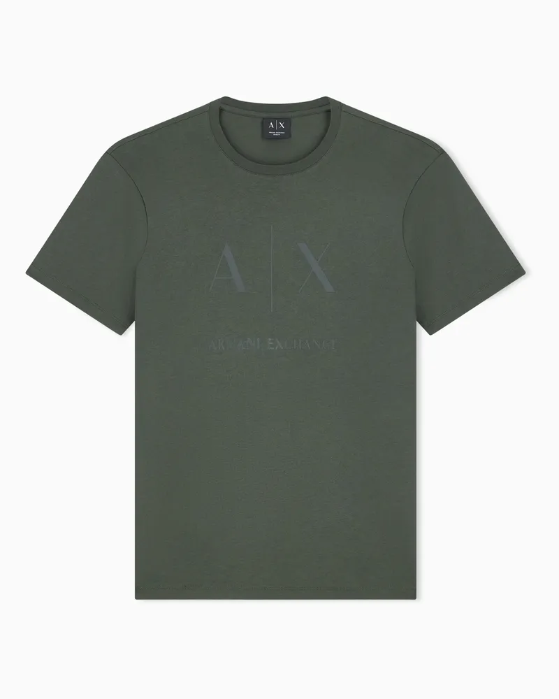 Armani Exchange T-shirt Crossover slim in jersey di cotone Marrone