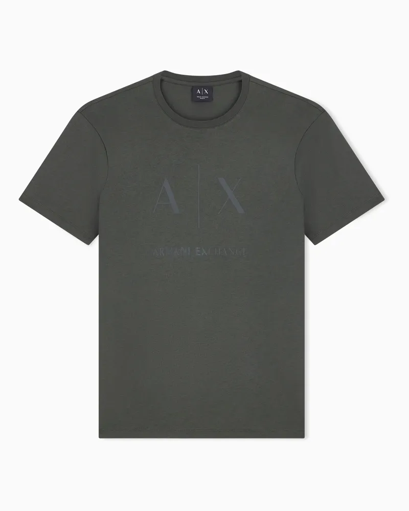 Armani Exchange T-shirt Crossover slim in jersey di cotone Marrone