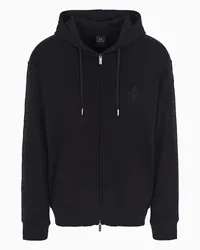 Armani Exchange OFFICIAL STORE Felpa Con Cappuccio E Zip In Interlock Di Cotone Asv Nero