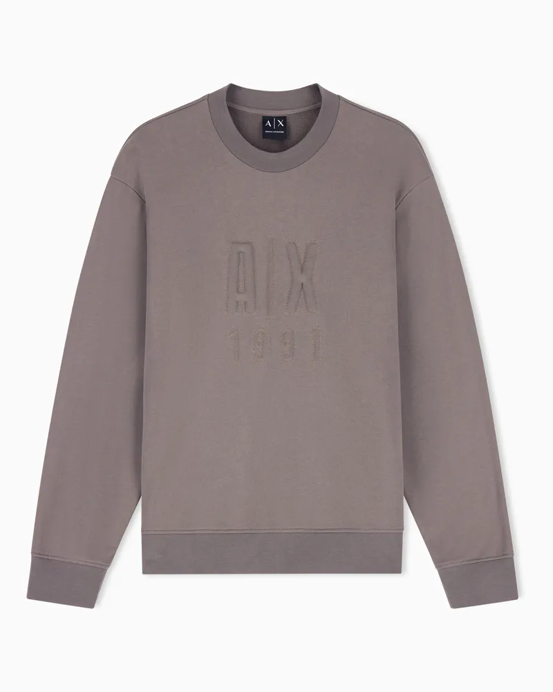Armani Exchange Felpa regular fit in cotone french terry Marrone