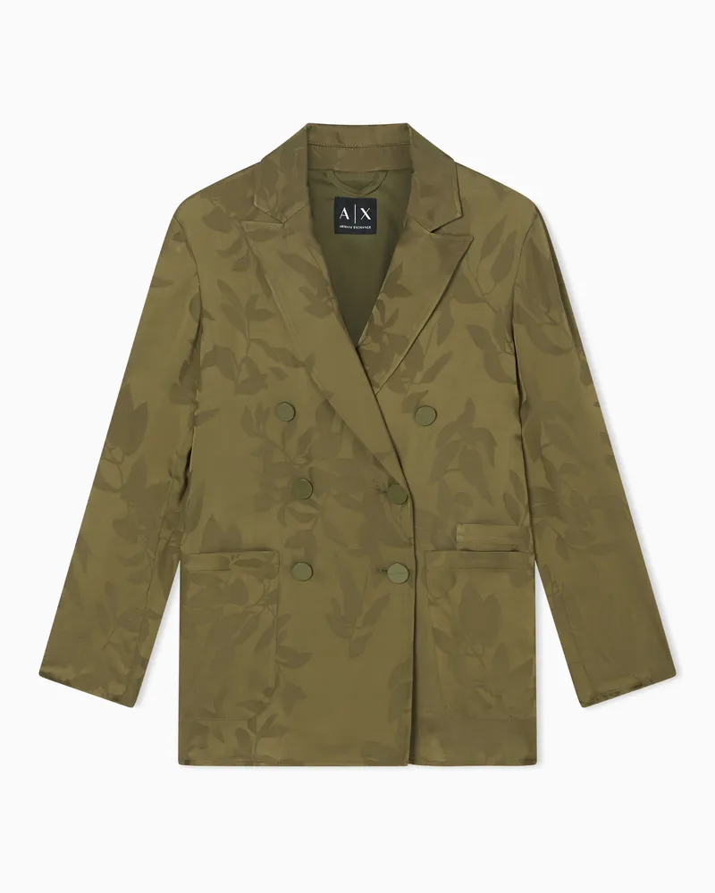 Armani Exchange Giacca Jacquard Floreale con Chiusura Doppiopetto Elegante Verde