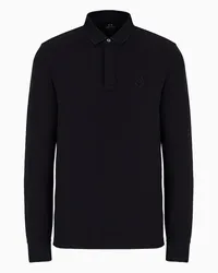 Armani Exchange OFFICIAL STORE Polo Slim Fit In Cotone Stretch A Maniche Lunghe Nero