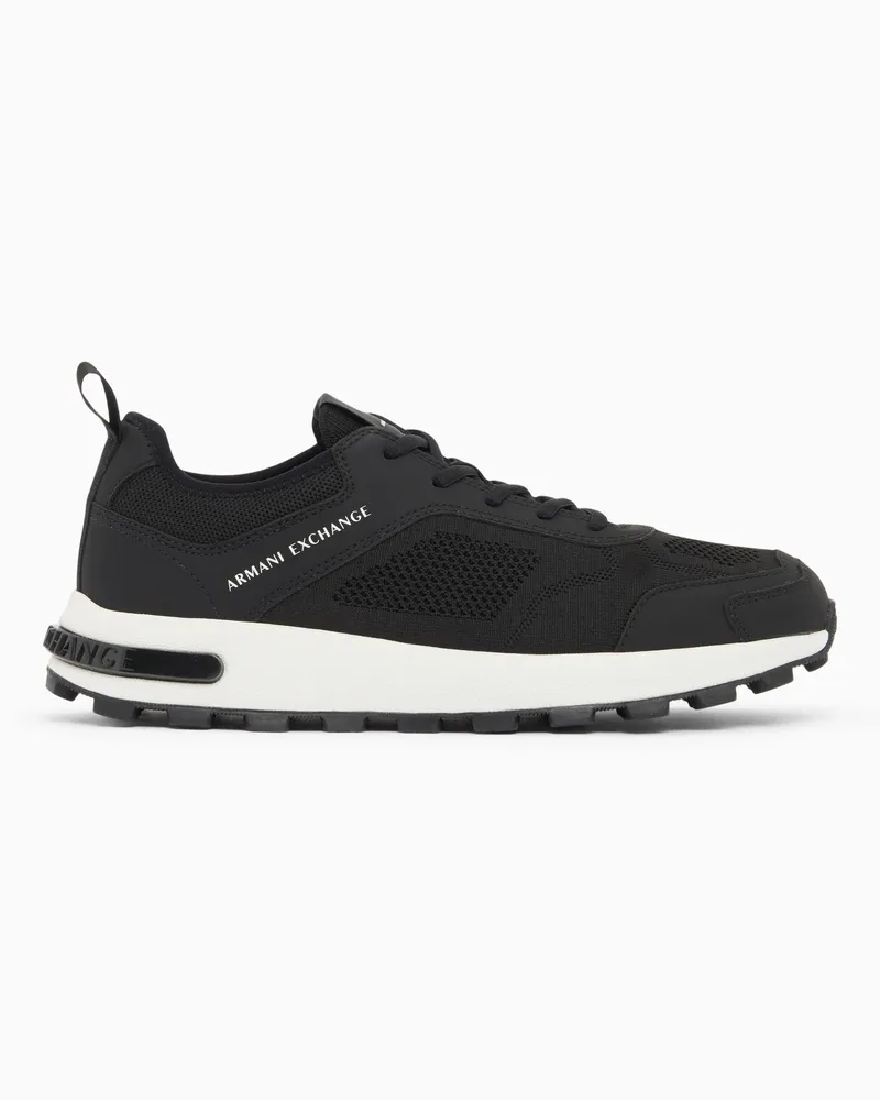 Armani Exchange Sneakers stringate in maglia con suola in gomma Nero