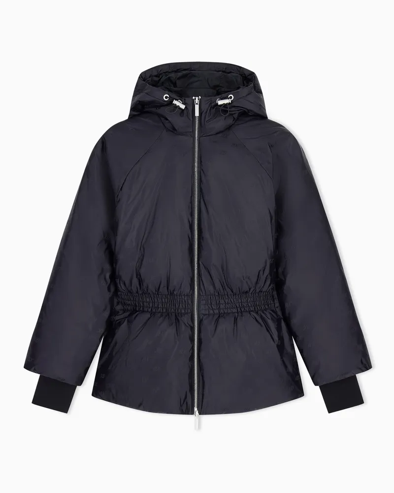 Armani Exchange Giubbino con cappuccio e lavorazione jacquard logata Nero