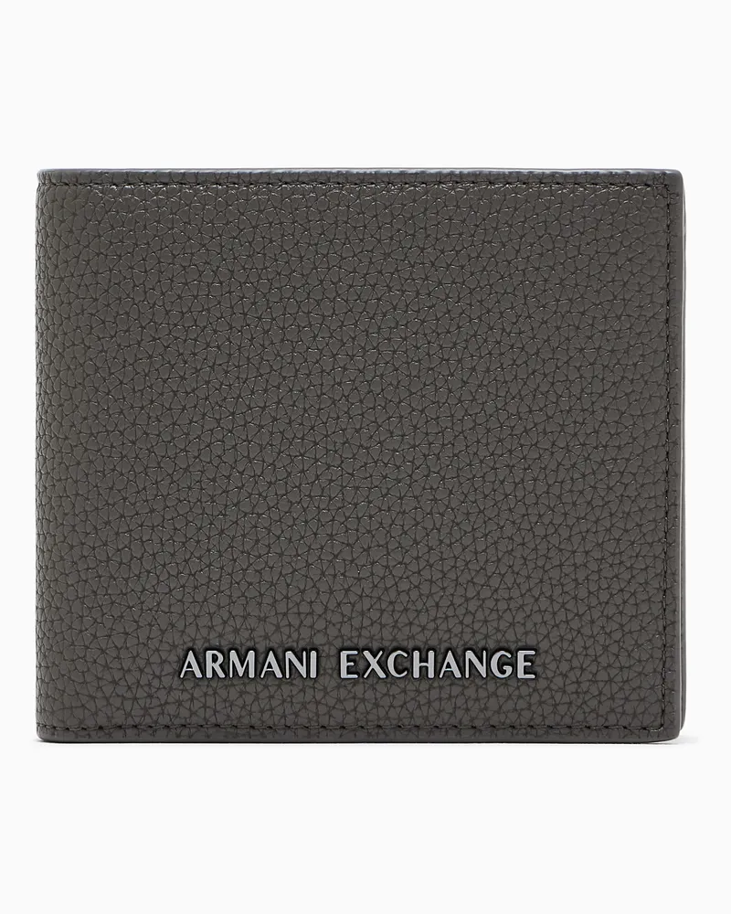 Armani Exchange Portafoglio bifold texturizzato con logo e portamonete Marrone