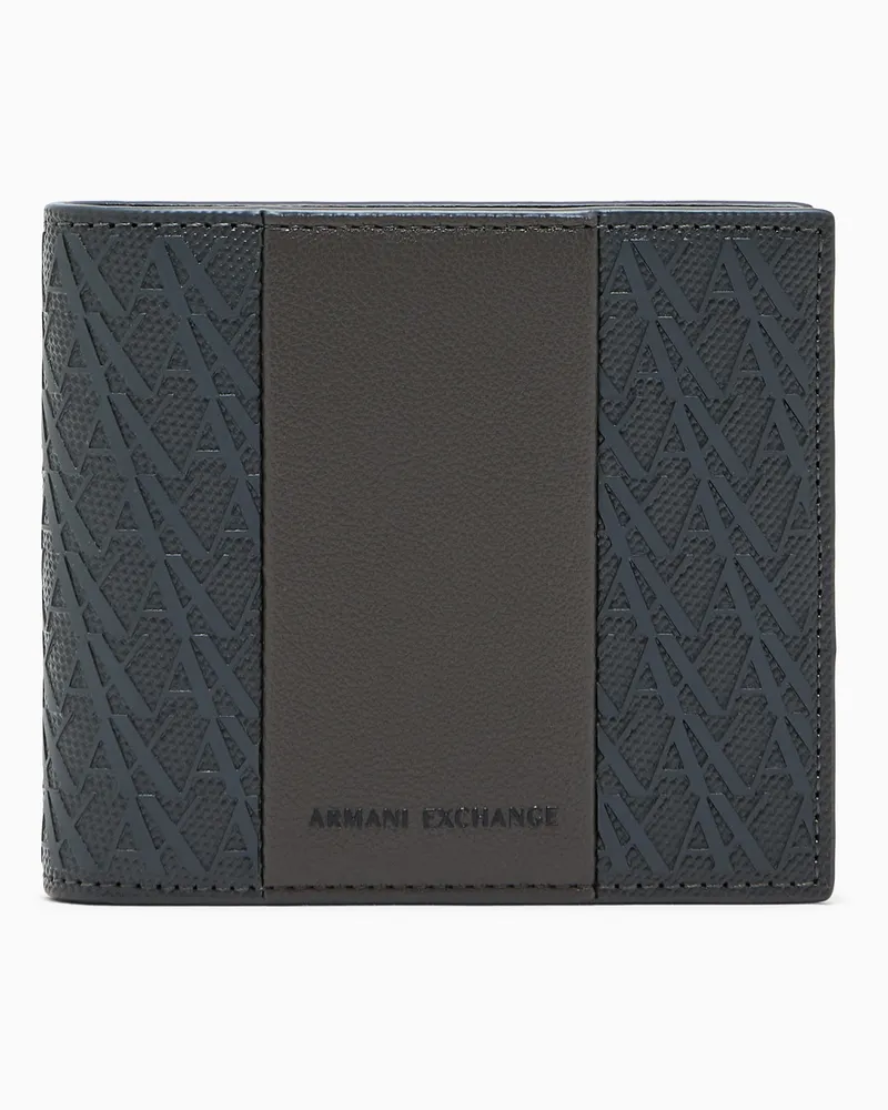 Armani Exchange Portafoglio bifold con texture laterale e logo Grigio