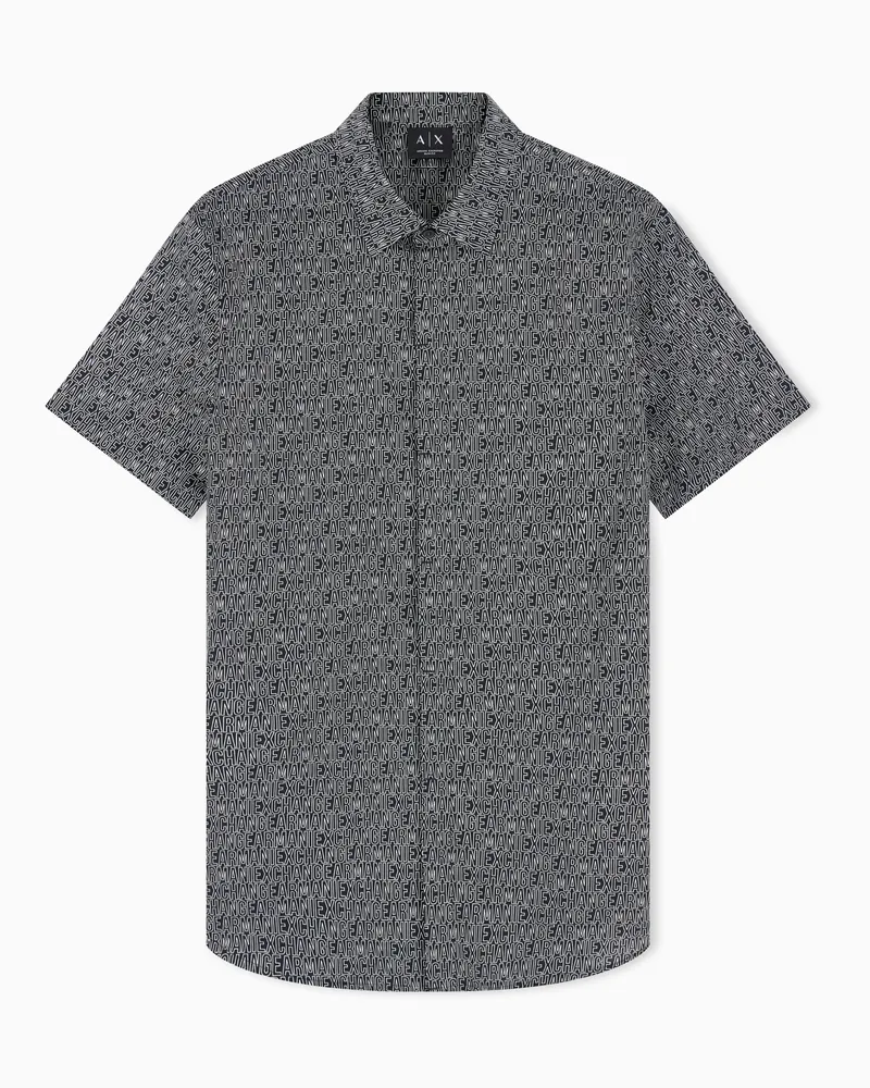 Armani Exchange Camicia slim fit in popeline di cotone elasticizzato Nero