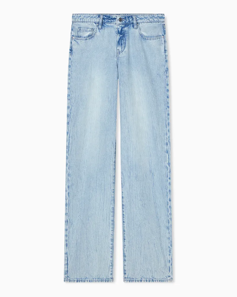 Armani Exchange Relaxed Denim Jeans in Cotone Lyocell Light Blue Blu