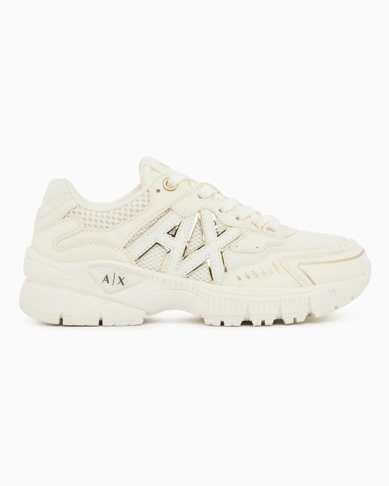 Armani Exchange Sneakers in Microsuede e Mesh Traspirante Bianco