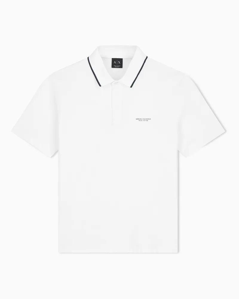 Armani Exchange Polo vestibilità regular in piquet di cotone Bianco