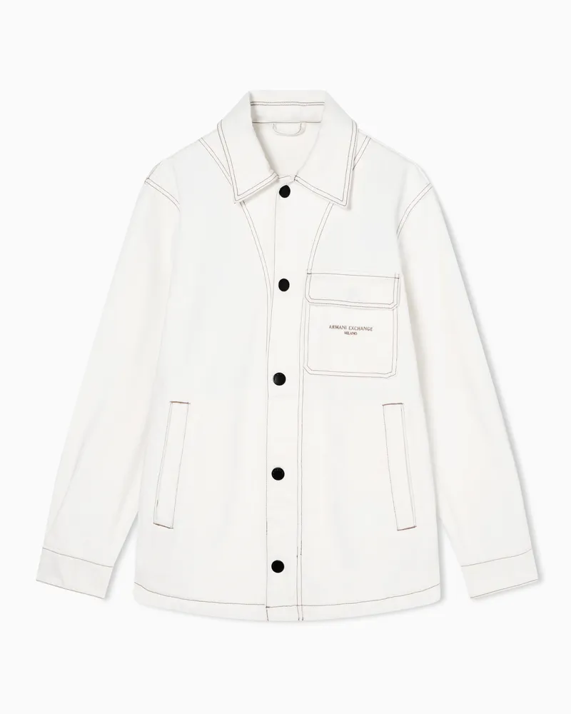 Armani Exchange Blouson Denim Bull di Cotone Bianco
