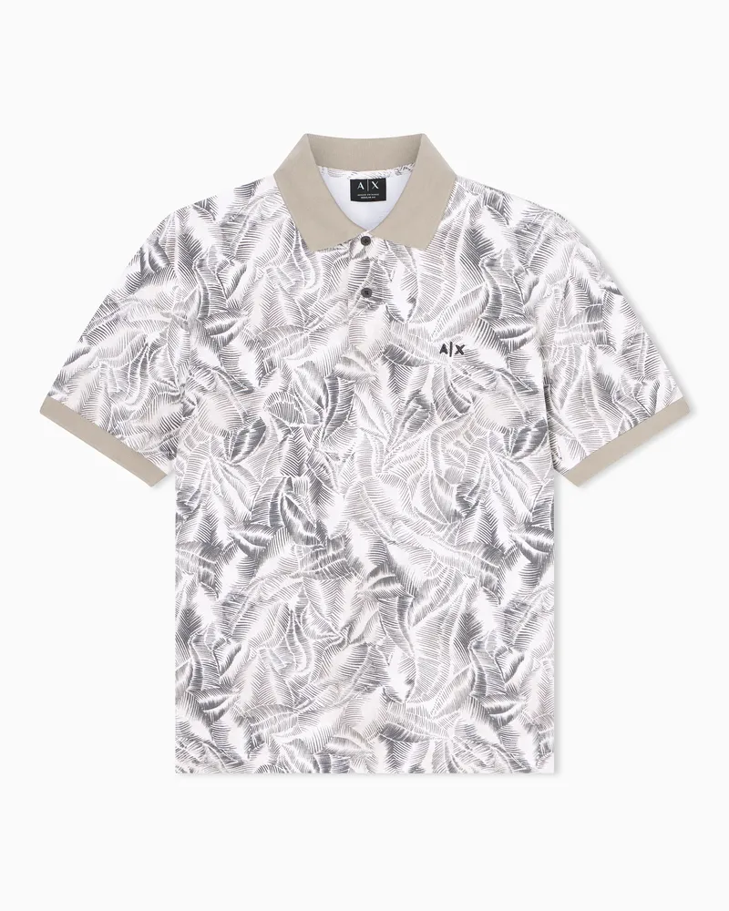 Armani Exchange Polo Classica in Piqué di Cotone Fresco Beige