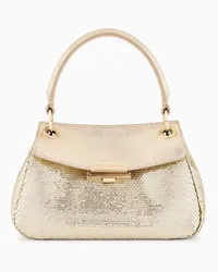 Armani Exchange OFFICIAL STORE Borsa A Spalla Rivestita Di Paillettes Con Dettagli Metallici Oro