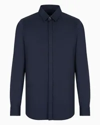 Armani Exchange OFFICIAL STORE Camicia Slim Fit In Satin Stretch Blu