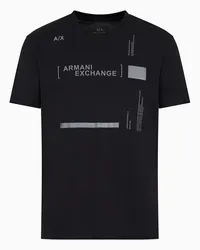 Armani Exchange OFFICIAL STORE T-shirt Slim Fit Con Scollo A V In Cotone Organico Asv Con Multistampe Nero