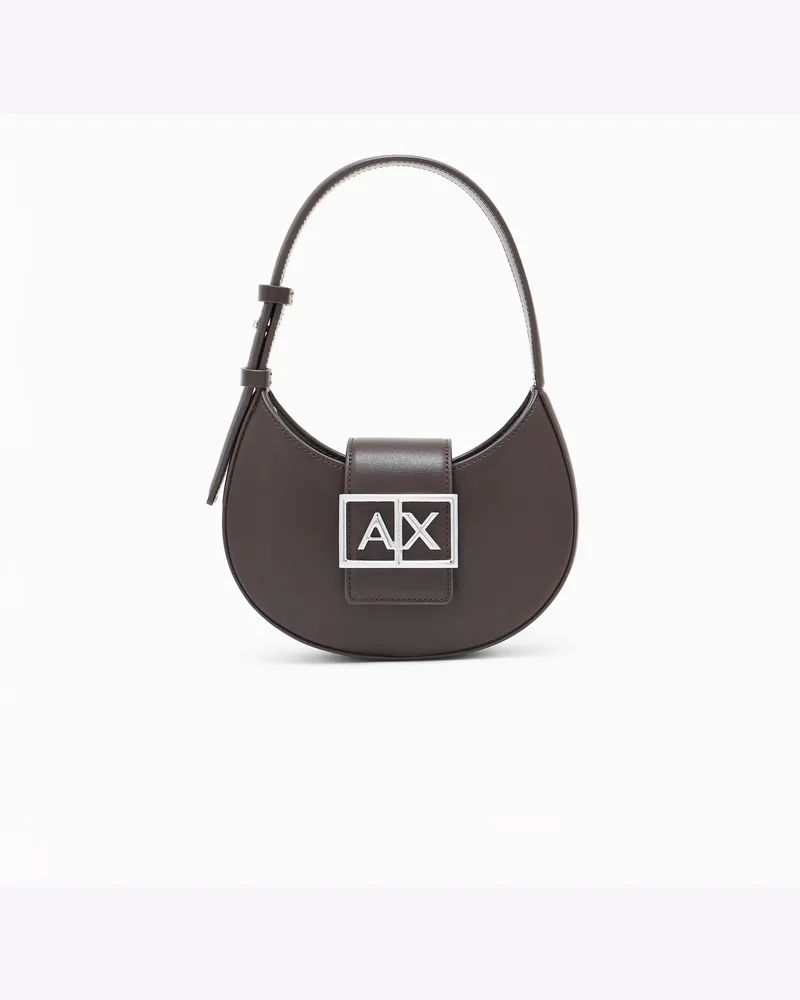 Armani Exchange Borsa hobo con fibbia logo Marrone