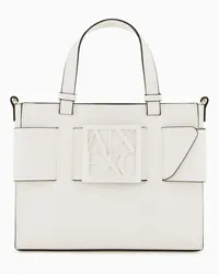 Armani Exchange OFFICIAL STORE Tote Bag Media Con Doppi Manici E Tracolla Bianco