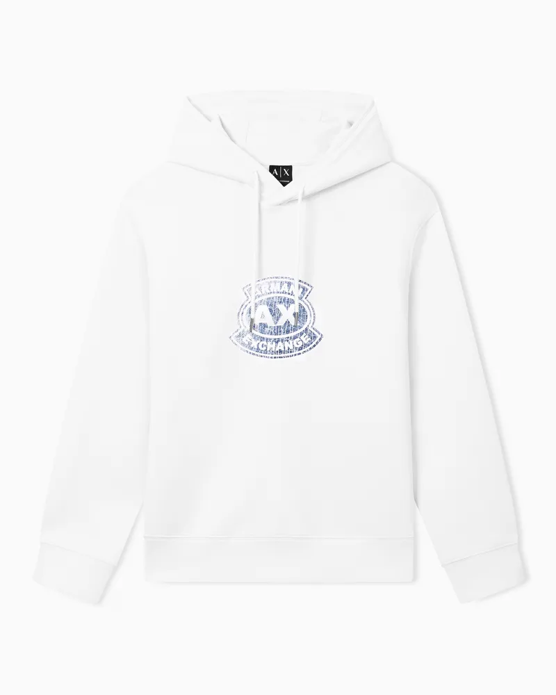 Armani Exchange Felpa con cappuccio in cotone Bianco