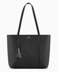 Armani Exchange OFFICIAL STORE Shopping Bag Con Doppi Manici E Charm Logo Nero