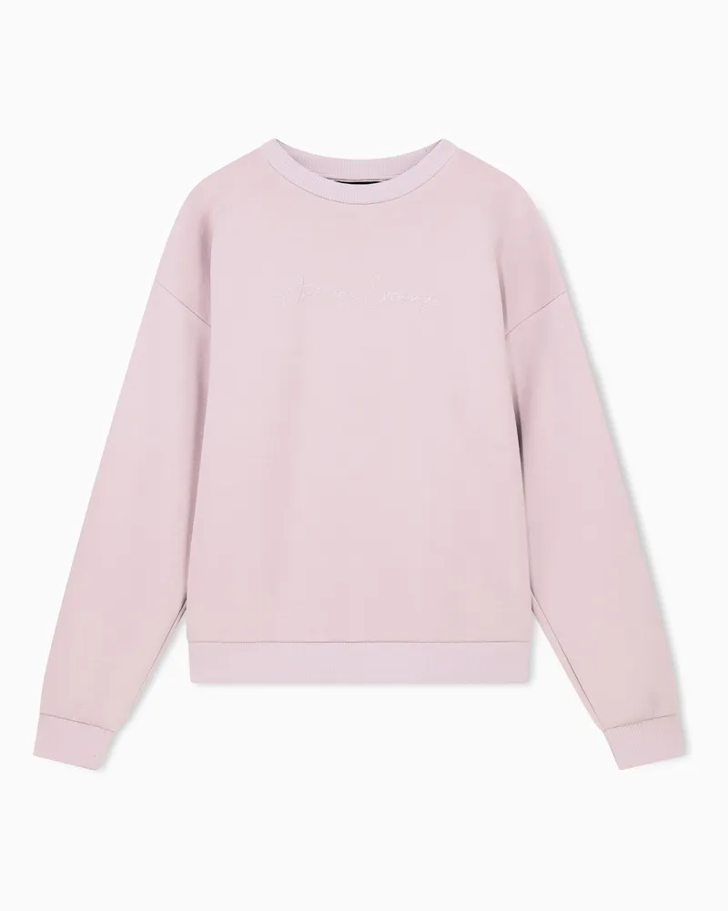 Armani Exchange Felpa Crossover girocollo in scuba stretch con logo Rosa