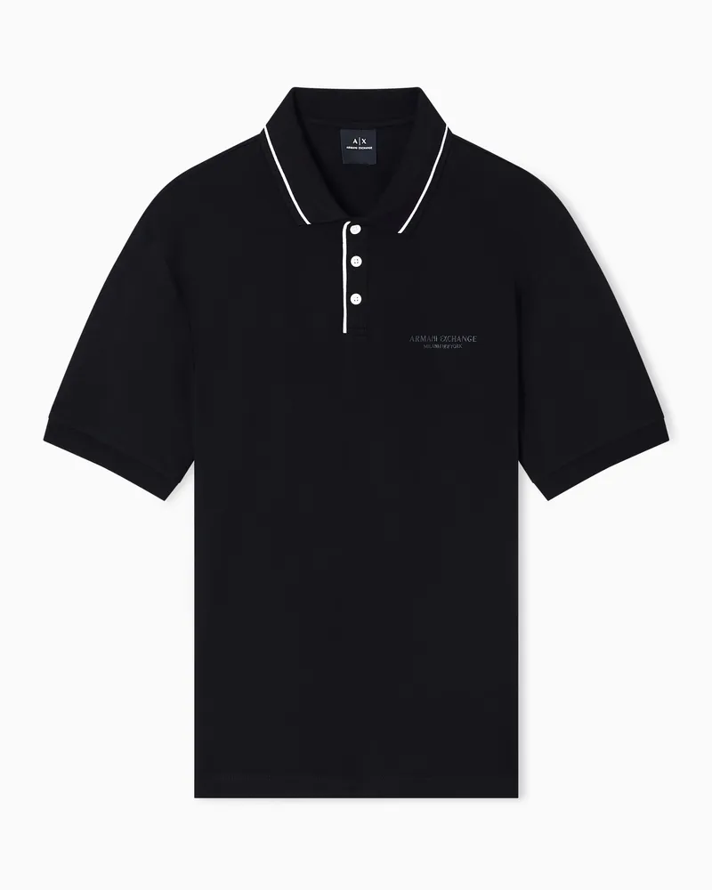 Armani Exchange Polo con logo in jersey di cotone stretch Nero