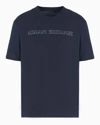 Armani Exchange OFFICIAL STORE T-shirt Regular Fit In Cotone Organico Con Lettering Logo Asv Blu