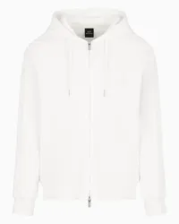 Armani Exchange OFFICIAL STORE Felpa Con Cappuccio E Zip In Interlock Di Cotone Asv Bianco