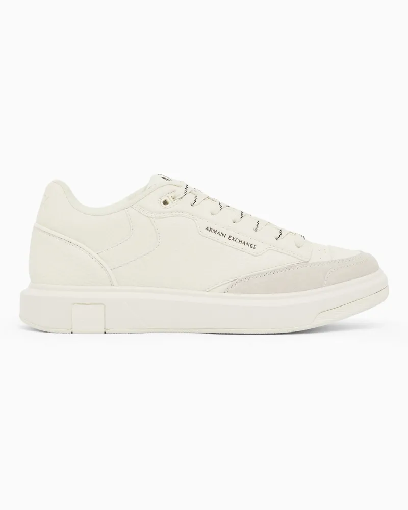 Armani Exchange Sneakers stringate con inserti scamosciati e suola in gomma Bianco