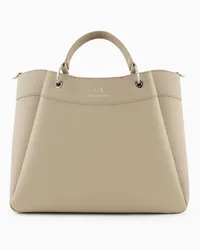 Armani Exchange OFFICIAL STORE Borsa Shopper Sagomata Grande Con Doppi Manici Beige