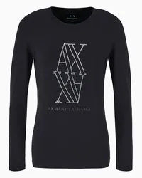 Armani Exchange OFFICIAL STORE T-shirt Regular Fit A Maniche Lunghe Con Monogram Di Borchie Asv Nero