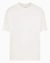 Armani Exchange OFFICIAL STORE T-shirt Regular Fit In Cotone Pesante Con Bande Logo Asv Bianco