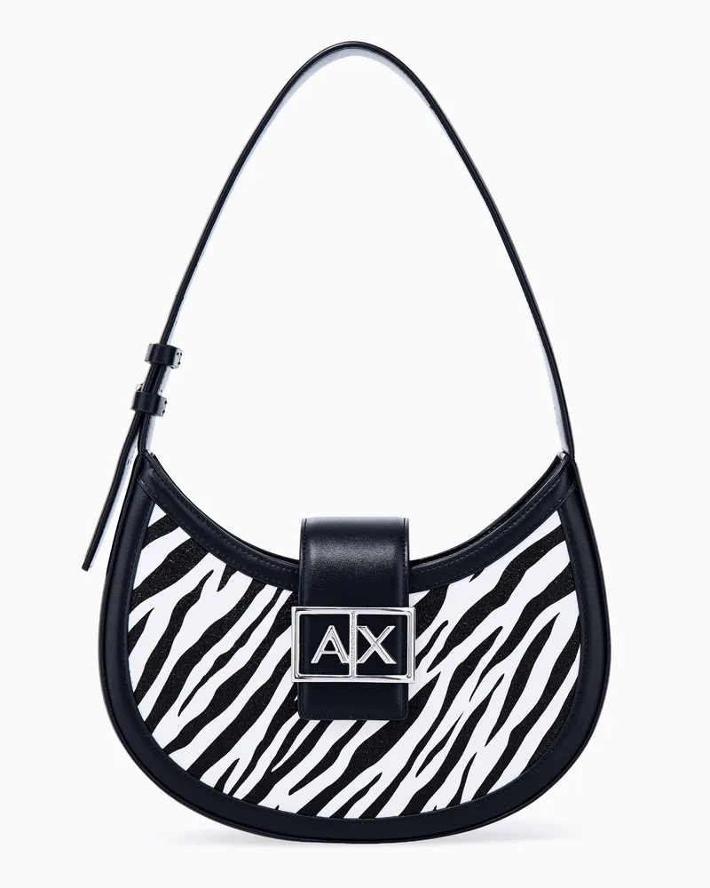 Armani Exchange Borsa hobo con stampa zebrata e tracolla regolabile Fantasia