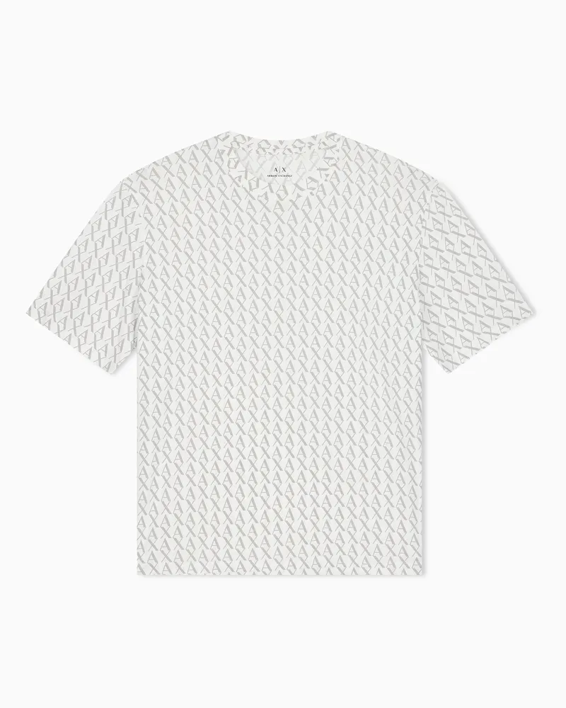 Armani Exchange T-shirt girocollo in cotone con motivo all over Essential Bianco