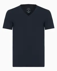 Armani Exchange OFFICIAL STORE T-shirt Regular Fit In Jersey Di Cotone Pima Blu