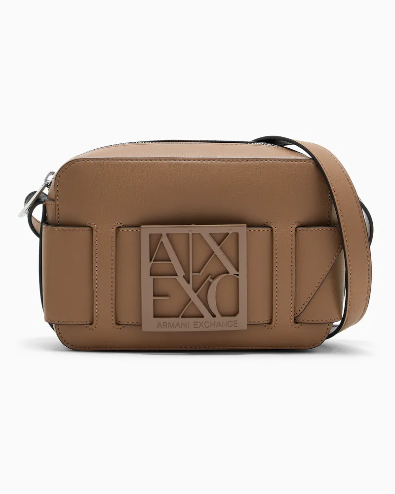 Armani Exchange Borsa a tracolla con logo in rilievo e tracolla regolabile Marrone