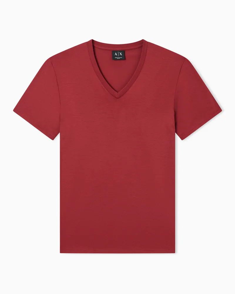 Armani Exchange T-shirt in Jersey di Cotone Pima slim fit Rosso