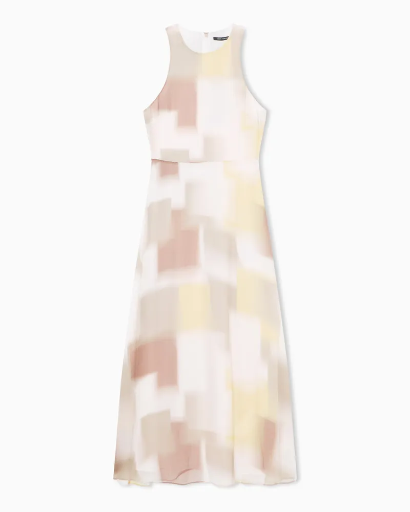 Armani Exchange Abito midi con stampa astratta allover Beige