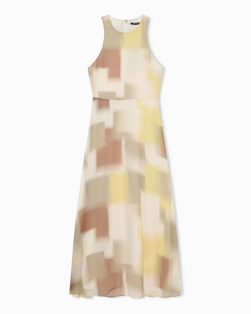 Armani Exchange Abito midi con stampa astratta allover Beige
