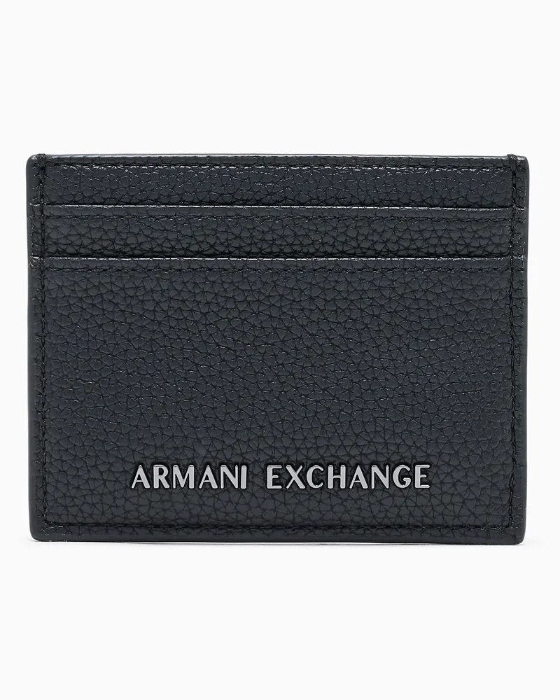 Armani Exchange Porta carte di credito con finitura testurizzata e logo Nero