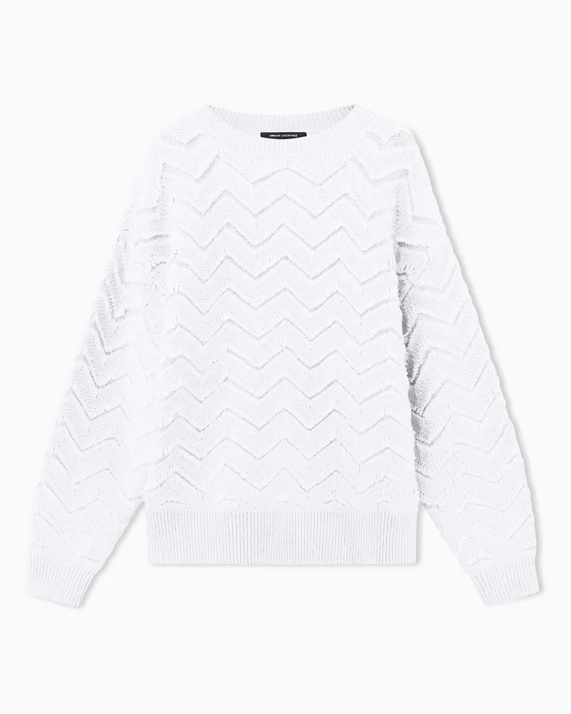 Armani Exchange Pullover girocollo in viscosa e lana con motivo chevron Beige