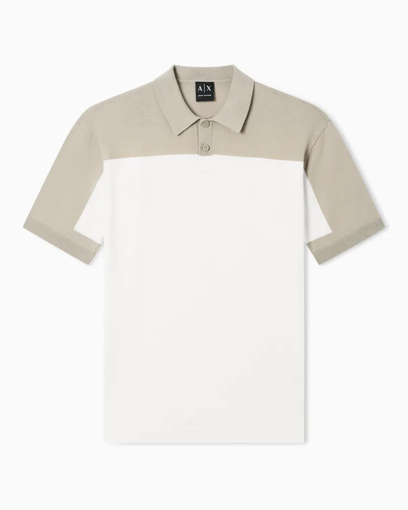 Armani Exchange Polo in maglia di lino e cotone Beige