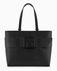 Armani Exchange OFFICIAL STORE Borsa Shopper Media Con Monogram Tono Su Tono Nero