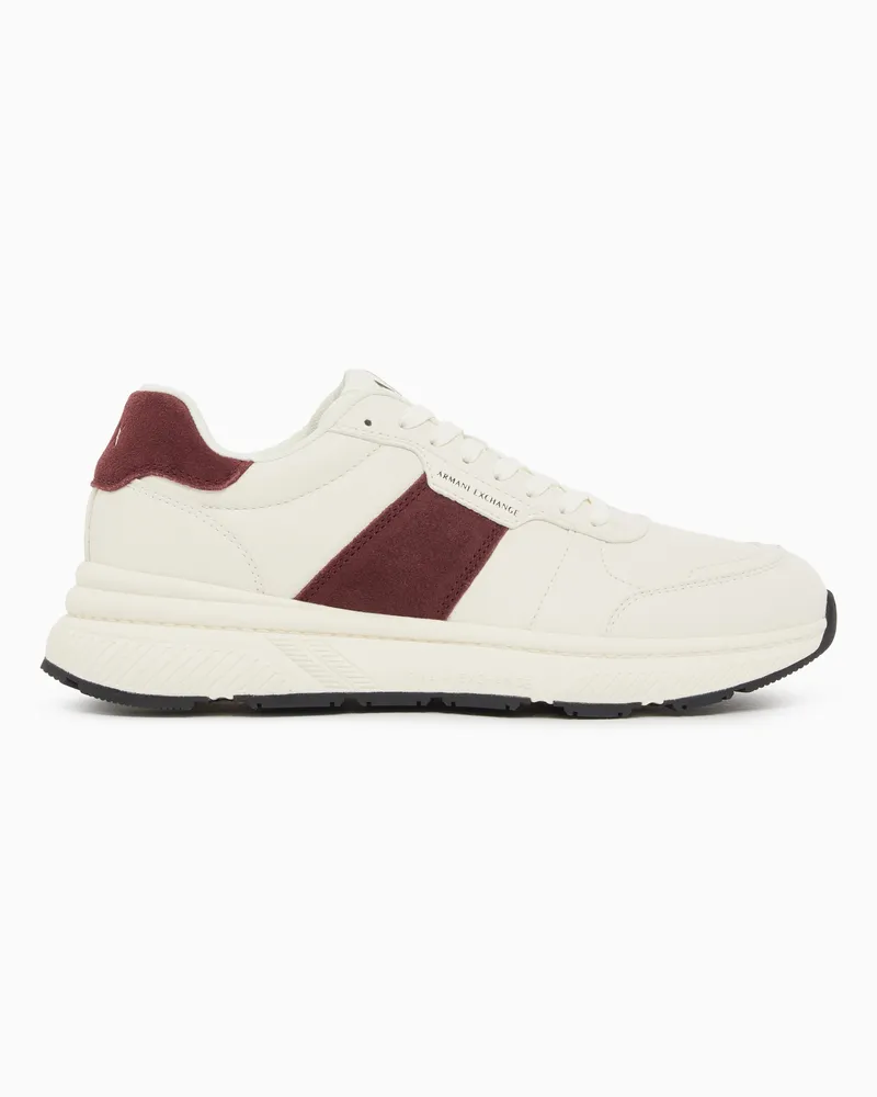 Armani Exchange Sneakers stringate in mesh e camoscio con suola in gomma Bianco