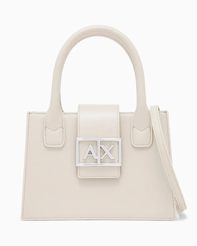Armani Exchange Borsa shopping tote in tessuto spalmato Bianco