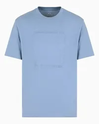 Armani Exchange OFFICIAL STORE T-shirt In Cotone Pesante Con Logo In Rilievo Asv Azzurro